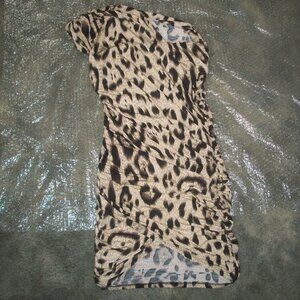 womens Sexy leopard dress.One shoulder.Tulip hem. Size Junior large